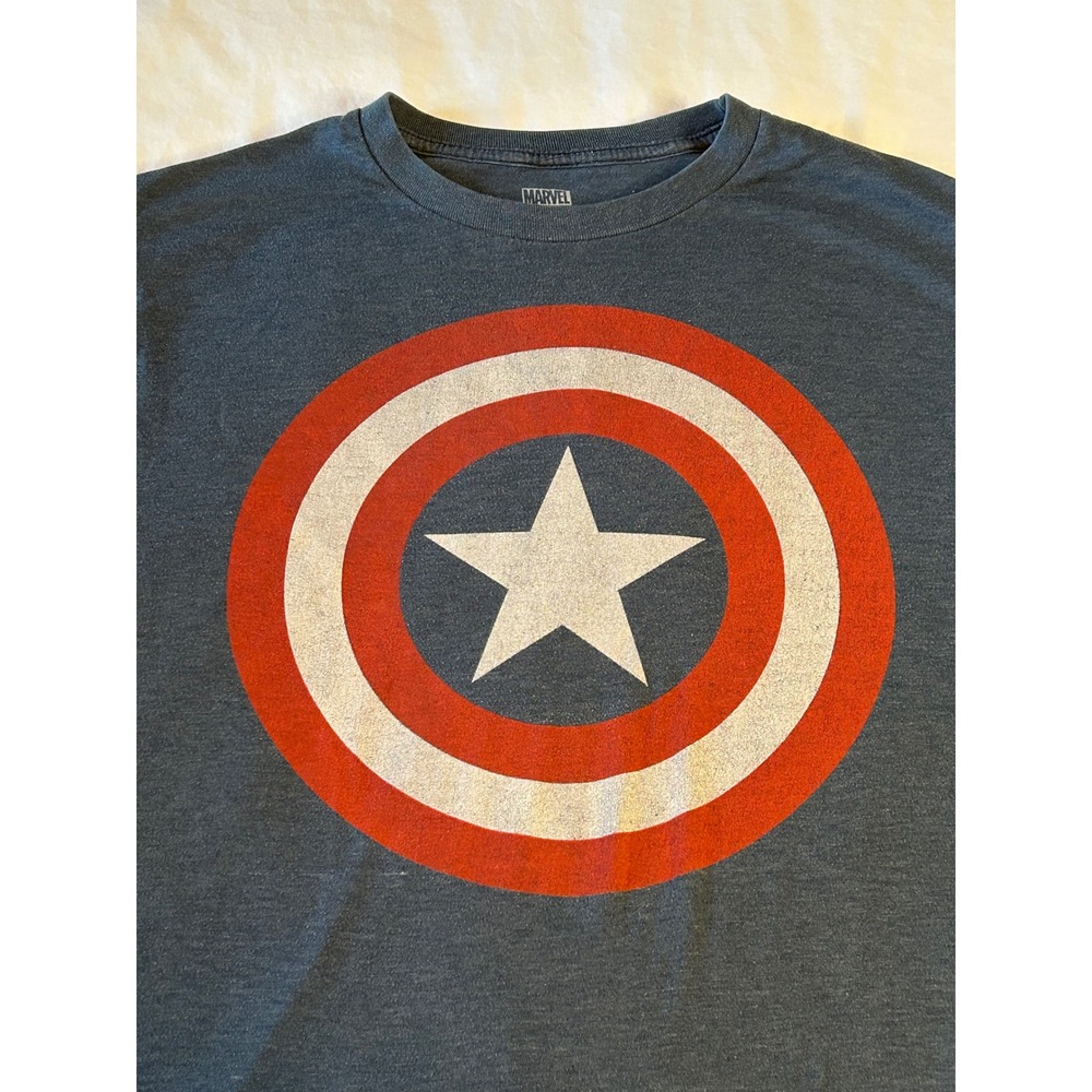 Marvel Comics Mens Captain America Shield Graphic T-Shirt Blue Size M - Picture 2 of 6